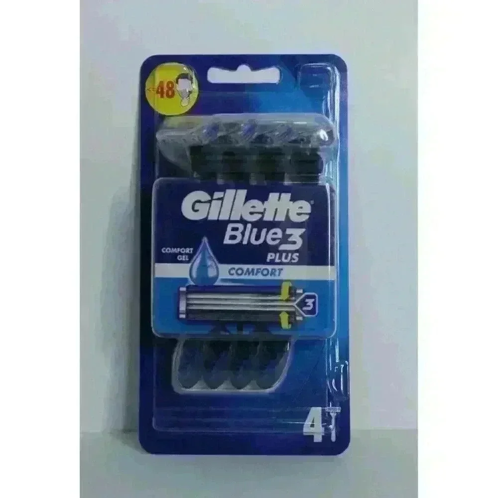 Gillette Blue3 Blue 3 Cool Comfort ~4 Disposable Razors with Comfortgel Unopened